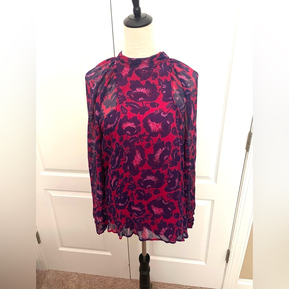 Maeve Red and Purple Floral Long-Sleeve Blouse